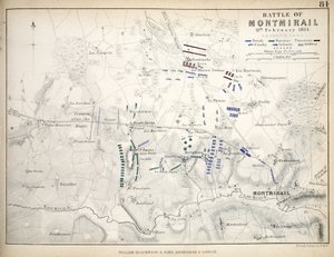 モンミレールの戦いの地図、ウィリアムブラックウッドアンドサンズ発行、エジンバラとロンドン、1848年（手描きの彫刻）